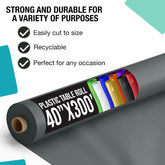 40 In. x 300 Ft. Premium Silver Plastic Table Roll | 4 Pack